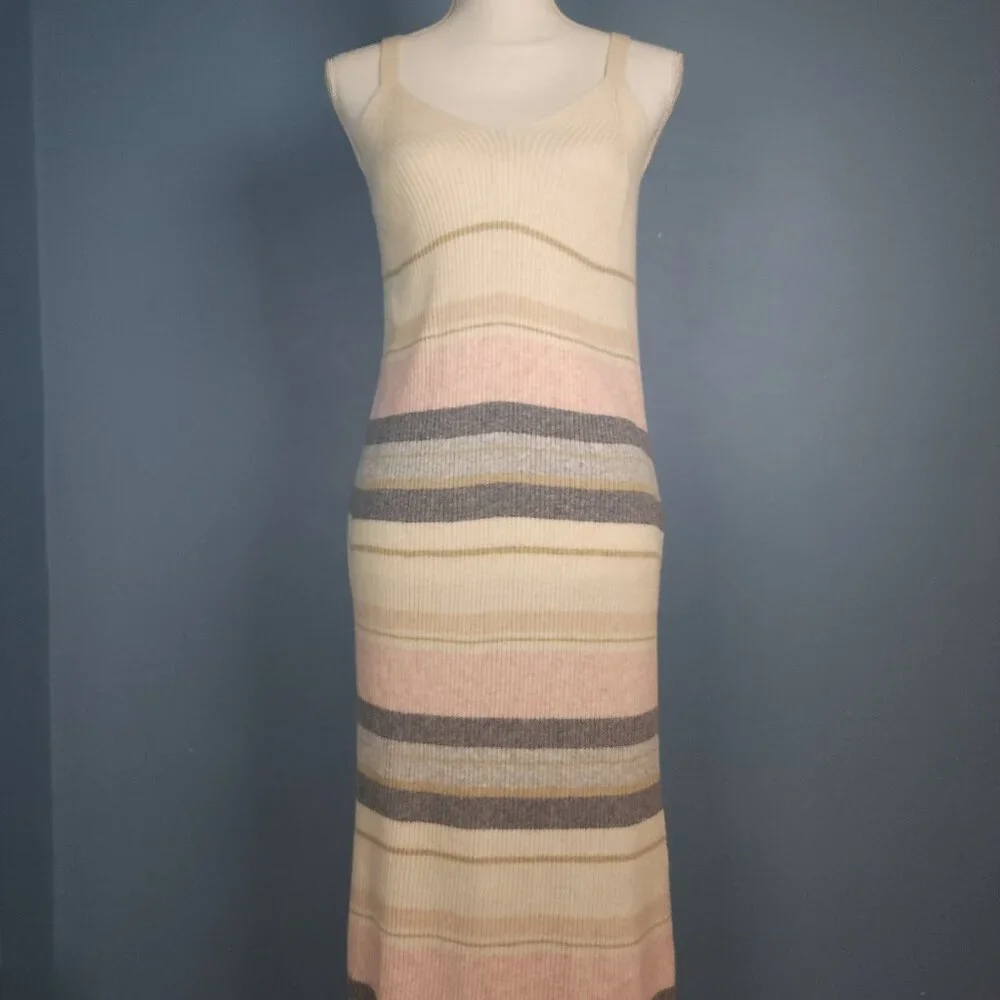 Z Supply Malibu Stripe Sweater  multi-stripe Midi Dress SZ S - Picture 2 of 6